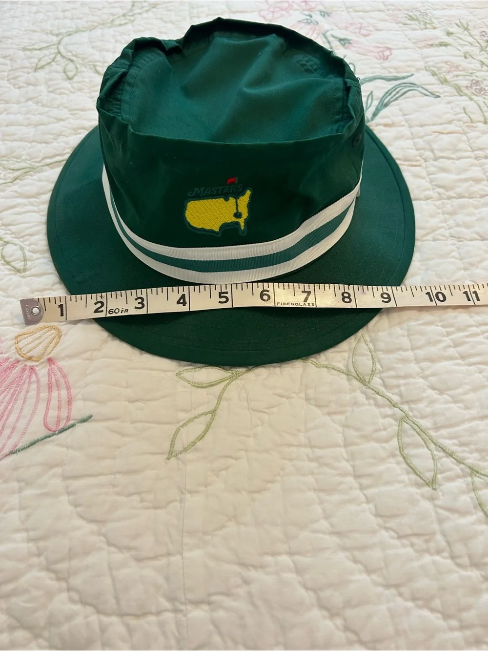 American Needle Masters Green Bucket Hat with Yellow Logo and White Stripes